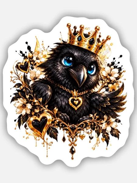 Königskauz mit Goldschmuck - Sticker Größe S (10 x 10 cm) - Mattweiß