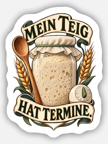 Mein Teig Hat Termine - Sticker Größe S (10 x 10 cm) - Mattweiß