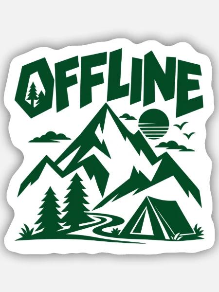 Offline – Berge Camping Wandern Natur Abenteuer - Sticker Größe S (10 x 10 cm) - Mattweiß