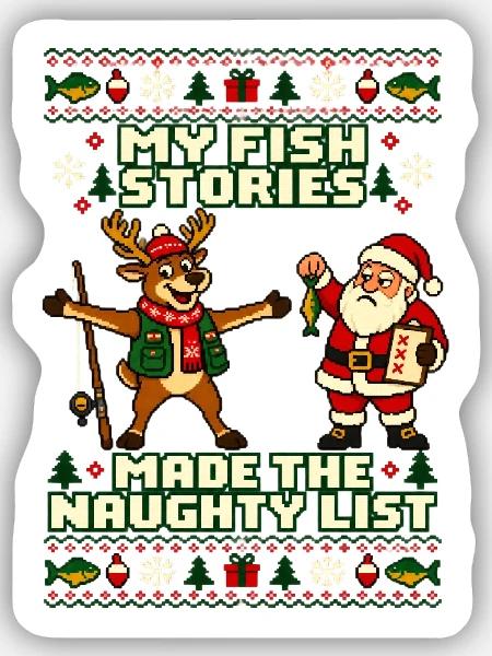 Weihnachten Angler Rentier Humor - Sticker Größe S (10 x 10 cm) - Mattweiß