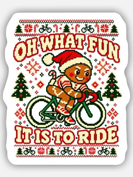 Weihnachten Rennrad Lebkuchenmann - Sticker Größe S (10 x 10 cm) - Mattweiß