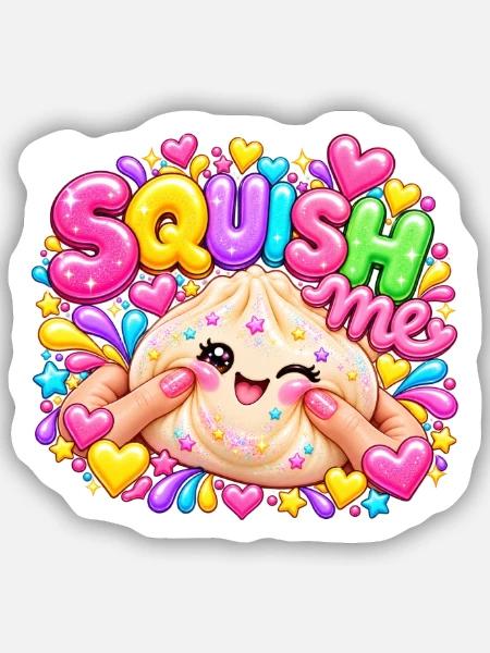 Squish Me: Buntes Herz-Squishy - Sticker Größe S (10 x 10 cm) - Mattweiß