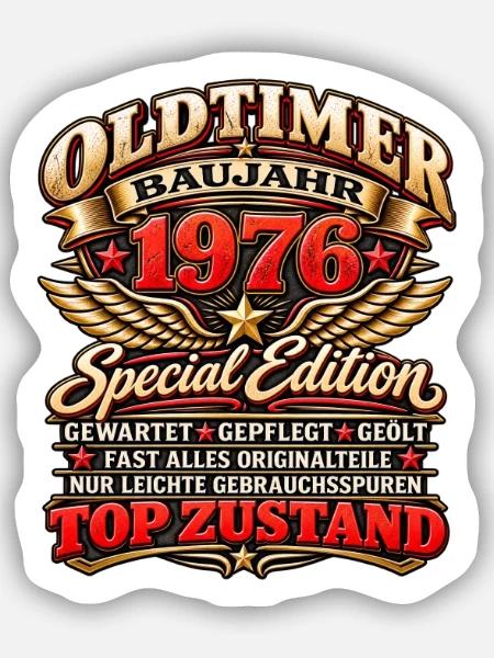 Oldtimer Baujahr 1976 – Special Edition - Sticker Größe S (10 x 10 cm) - Mattweiß