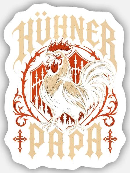 Hühner Papa Hühnerbesitzer - Sticker Größe S (10 x 10 cm) - Mattweiß