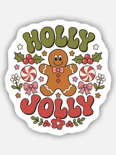 Holly Jolly - Sticker Größe S (10 x 10 cm) - Mattweiß