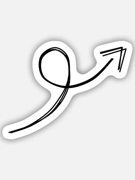 Spiralpfeil handgezeichnet - Sticker Größe S (10 x 10 cm) - Mattweiß