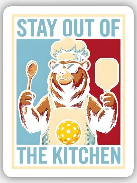 Bleib draußen, Küchenbär-Koch - Sticker Größe S (10 x 10 cm) - Mattweiß