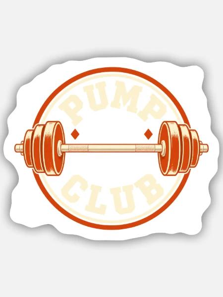 Pump Club – Langhantel Retro-Abzeichen - Sticker Größe S (10 x 10 cm) - Mattweiß