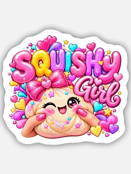 Squishy Girl Glitzerherz - Sticker Größe S (10 x 10 cm) - Mattweiß