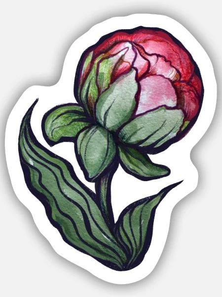 Petal Bloom Aquarell Pfingstrose - Sticker Größe S (10 x 10 cm) - Mattweiß