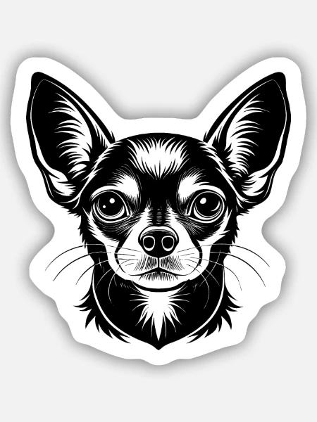 Chihuahua-Hundekopf - Sticker Größe S (10 x 10 cm) - Mattweiß