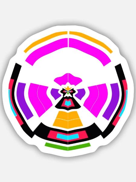 Neon Mandala Farbkreis - Sticker Größe S (10 x 10 cm) - Mattweiß