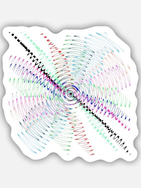 Farbwirbel Spirale auf Schwarz - Sticker Größe S (10 x 10 cm) - Mattweiß
