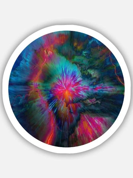 Radiale Farbexplosion - Sticker Größe S (10 x 10 cm) - Mattweiß