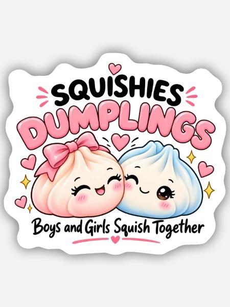 Squishy Dumplings – Boys & Girls - Sticker Größe S (10 x 10 cm) - Mattweiß