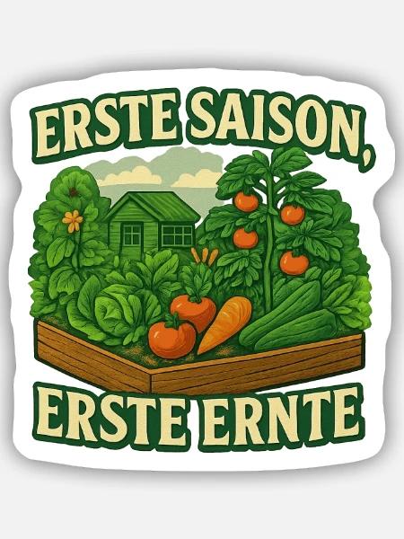 Kleingarten Geschenk zur ersten erfolgreichen Sais - Sticker Größe S (10 x 10 cm) - Mattweiß