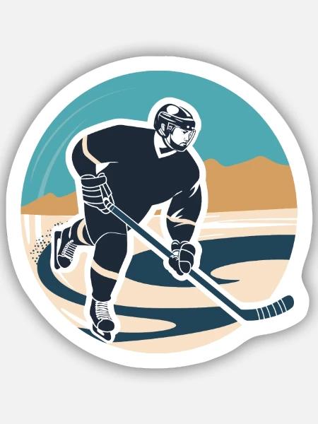 Eishockeyspieler Grafik - Sticker Größe S (10 x 10 cm) - Mattweiß