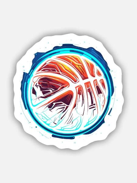 Basketball Ball Steamwave - Sticker Größe S (10 x 10 cm) - Mattweiß