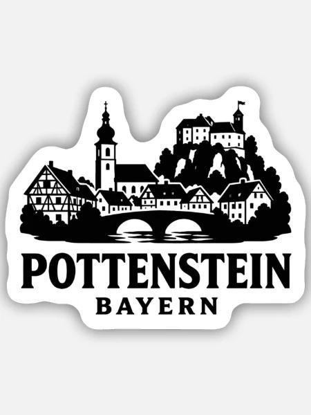 Pottenstein Bayern Silhouette - Sticker Größe S (10 x 10 cm) - Mattweiß