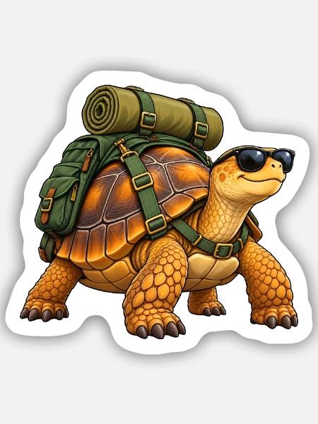 Wandernde Schildkröte - Sticker Größe S (10 x 10 cm) - Mattweiß