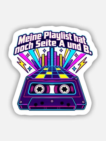 80er Musikfan Mixtape Kassette Nostalgie - Sticker Größe S (10 x 10 cm) - Mattweiß