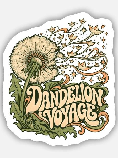 Dandelion Voyage: Psychedelic Bloom - Sticker Größe S (10 x 10 cm) - Mattweiß