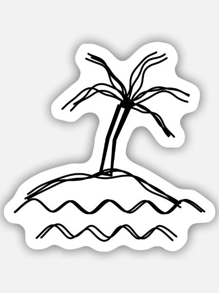 Insel handgezeichnet - Sticker Größe S (10 x 10 cm) - Mattweiß