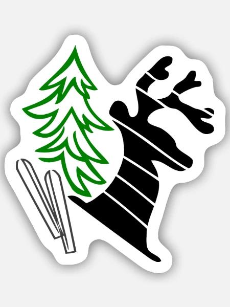 Grüner Tannenbaum mit Elch - Sticker Größe S (10 x 10 cm) - Mattweiß