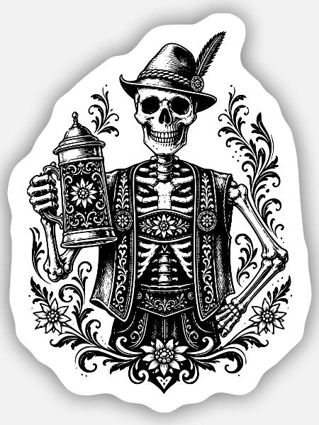 Bayerisches Skelett - Sticker Größe S (10 x 10 cm) - Mattweiß