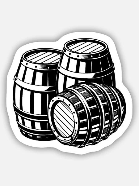 Holzfässer - Sticker Größe S (10 x 10 cm) - Mattweiß