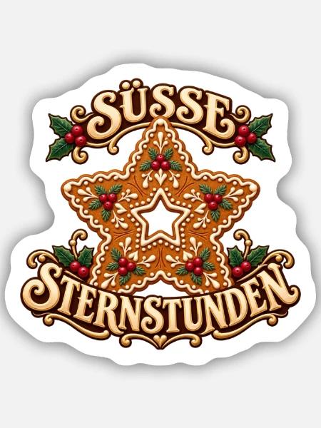Süsse Sternstunden Sternkeks - Sticker Größe S (10 x 10 cm) - Mattweiß