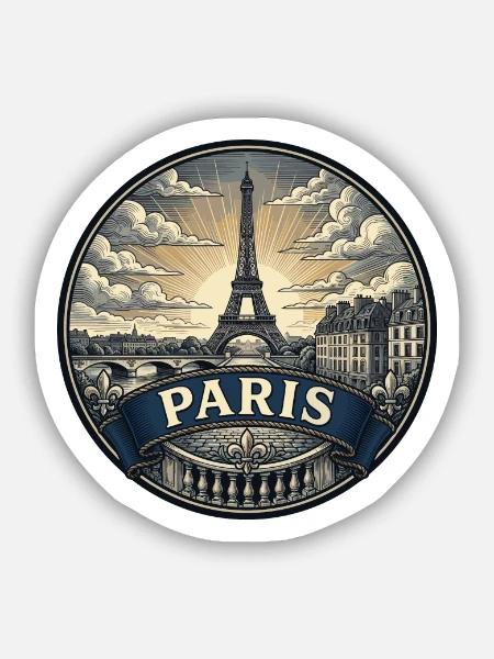 Paris, Frankreich Reiseabzeichen Eiffelturm-Souvenir - Sticker Größe S (10 x 10 cm) - Mattweiß