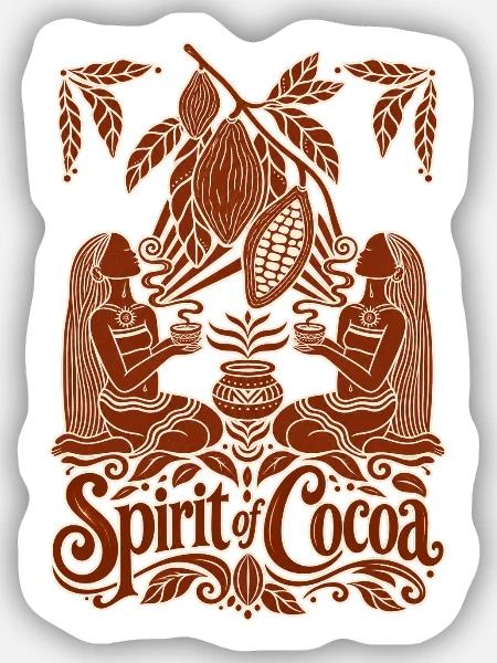 Spirit of Cocoa – Kakao Ritual & Boho Design - Sticker Größe S (10 x 10 cm) - Mattweiß