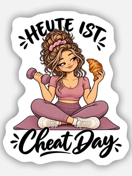Fitness-Mädchen - Selbstironie - Sticker Größe S (10 x 10 cm) - Mattweiß