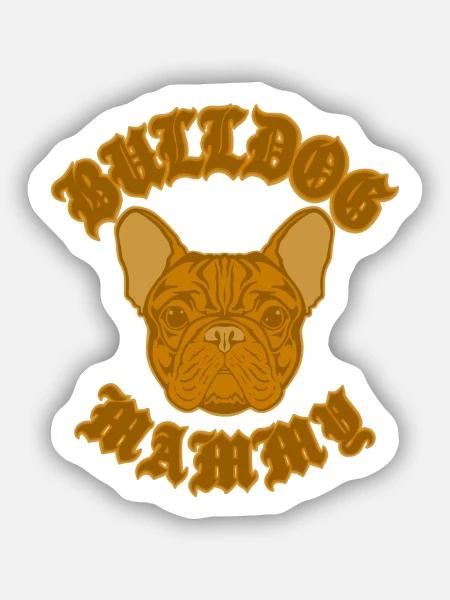 Bulldog-Mama-Emblem - Sticker Größe S (10 x 10 cm) - Mattweiß