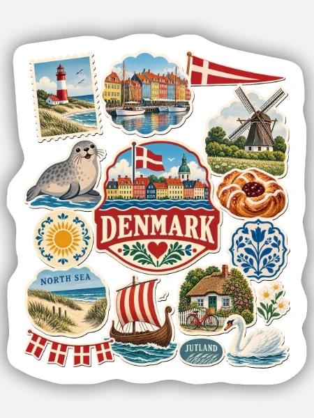 Dänemark Reisesticker - Sticker Größe S (10 x 10 cm) - Mattweiß