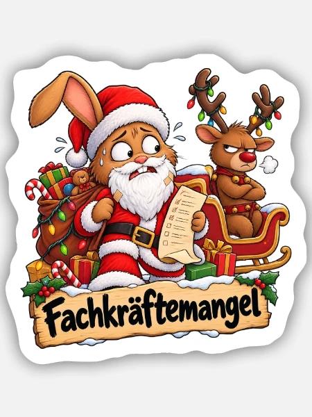 Weihnachtschaos - Sticker Größe S (10 x 10 cm) - Mattweiß