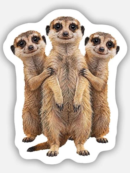Erdmaennchen - Sticker Größe S (10 x 10 cm) - Mattweiß