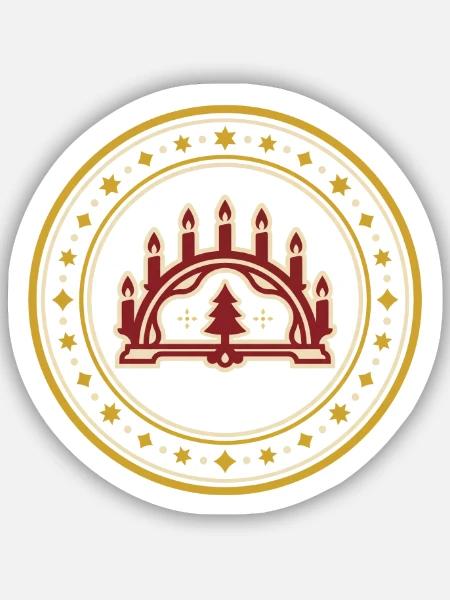 Schwibbogen Abzeichen Erzgebirge Advent - Sticker Größe S (10 x 10 cm) - Mattweiß