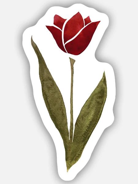 Karmesinrote Aquarellrose - Sticker Größe S (10 x 10 cm) - Mattweiß