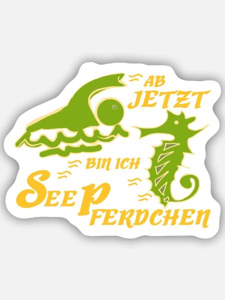 Schwimmabzeichen schwimmen Seepferdchen - Sticker Größe S (10 x 10 cm) - Mattweiß