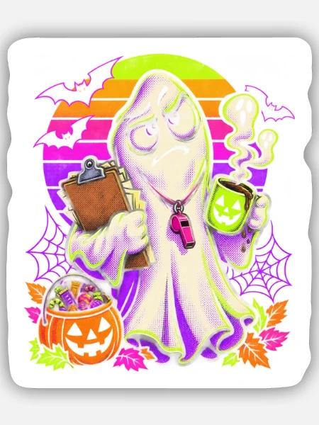 Halloween Geist Pausenaufsicht Lehrkraft - Sticker Größe S (10 x 10 cm) - Mattweiß
