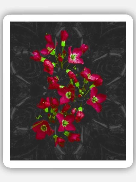 Märchenhafte leuchtende Blüten im dunklen Muster - Sticker Größe S (10 x 10 cm) - Mattweiß