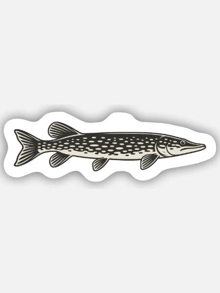 Gepunkteter Hecht Silhouette - Sticker Größe S (10 x 10 cm) - Mattweiß