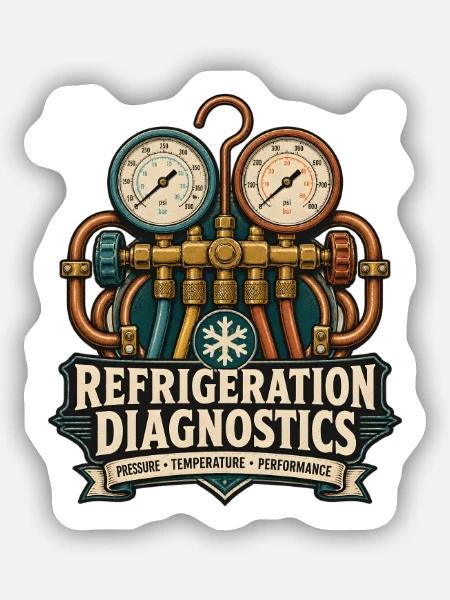 Refrigeration Diagnostics Klimaanlage - Sticker Größe S (10 x 10 cm) - Mattweiß