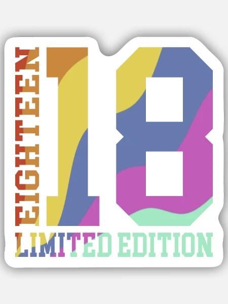 18. Geburtstag Geschenk Regenbogen - Sticker Größe S (10 x 10 cm) - Mattweiß
