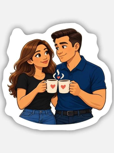 Liebespaar KoffieMoment - Sticker Größe S (10 x 10 cm) - Mattweiß