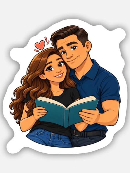 Paarliebe lesen - Sticker Größe S (10 x 10 cm) - Mattweiß