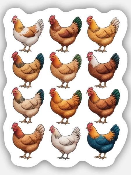 Lebendiges Hennen-Mosaik-Huhn - Sticker Größe S (10 x 10 cm) - Mattweiß