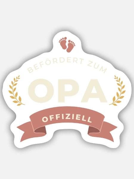 Befördert zum Opa – Abzeichen - Sticker Größe S (10 x 10 cm) - Mattweiß